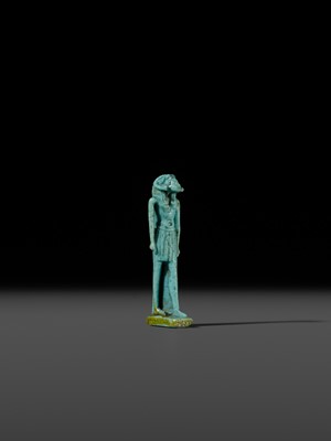 Lot 48 - A TURQUOISE-GLAZED FAIENCE AMULET OF KHNUM, THIRD INTERMEDIATE TO LATE PERIOD