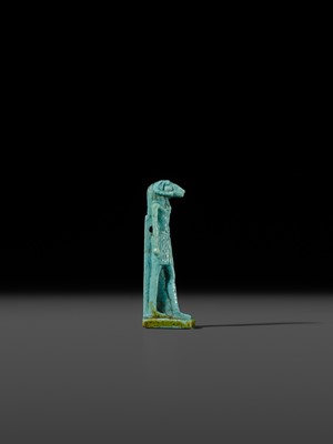 Lot 48 - A TURQUOISE-GLAZED FAIENCE AMULET OF KHNUM, THIRD INTERMEDIATE TO LATE PERIOD