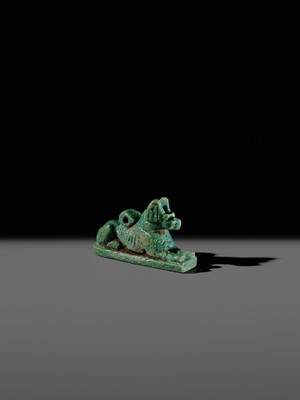 Lot 53 - A FINE ‘ANUBIS’ AMULET, TURQUOISE-COLORED FAIENCE, LATE PERIOD