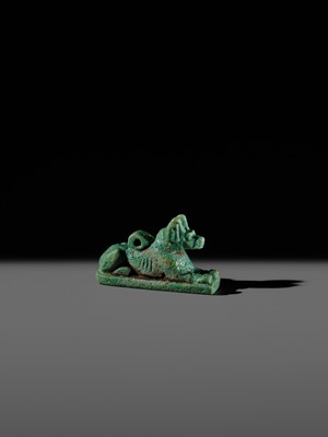 Lot 53 - A FINE ‘ANUBIS’ AMULET, TURQUOISE-COLORED FAIENCE, LATE PERIOD