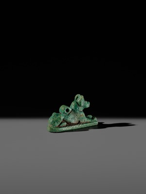 Lot 53 - A FINE ‘ANUBIS’ AMULET, TURQUOISE-COLORED FAIENCE, LATE PERIOD