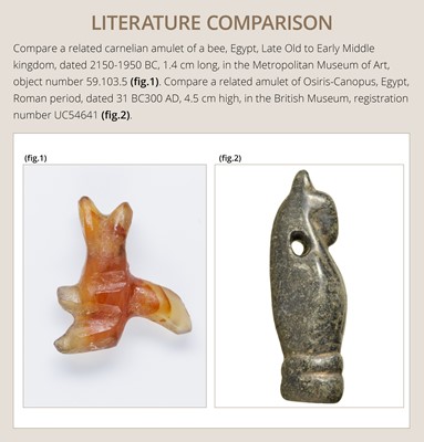 Lot 33 - A VERY RARE GRANITE AMULET OF A BEE, LATE PERIOD