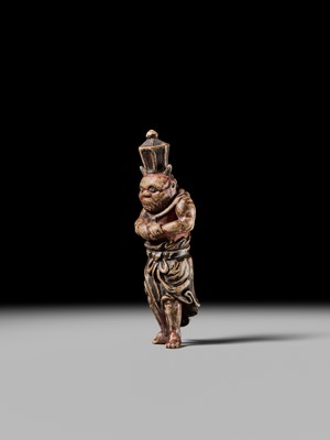 Lot 92 - A LARGE SAISHIKI NETSUKE OF RYUTOKI, STYLE OF YOSHIMURA SHUZAN