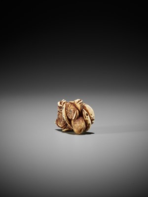 IKKOSAI: A FINE IVORY NETSUKE OF MARINE LIFE
