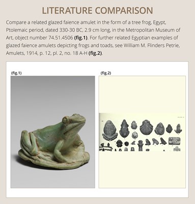 Lot 43 - A RARE AMAZONITE AMULET OF A FROG, THIRD INTERMEDIATE TO LATE PERIOD