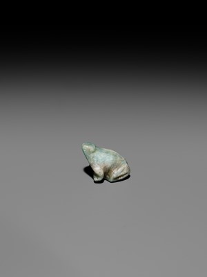 Lot 43 - A RARE AMAZONITE AMULET OF A FROG, THIRD INTERMEDIATE TO LATE PERIOD