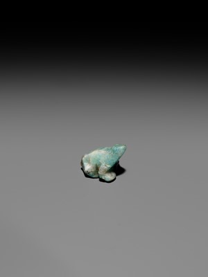 Lot 43 - A RARE AMAZONITE AMULET OF A FROG, THIRD INTERMEDIATE TO LATE PERIOD