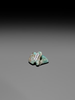 Lot 43 - A RARE AMAZONITE AMULET OF A FROG, THIRD INTERMEDIATE TO LATE PERIOD