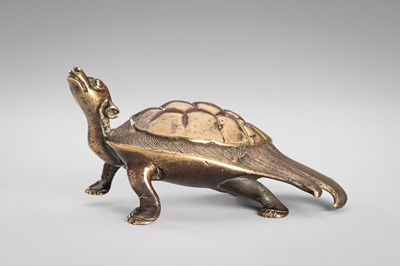 Lot 39 - A BRONZE OKIMONO OF A MINOGAME