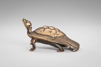 Lot 39 - A BRONZE OKIMONO OF A MINOGAME
