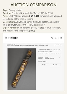 Lot 31 - A BONE AND SILVER-MOUNTED CEREMONIAL DAGGER, DUGHTI, LATE 19TH-EARLY 20TH CENTURY