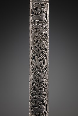 Lot 31 - A BONE AND SILVER-MOUNTED CEREMONIAL DAGGER, DUGHTI, LATE 19TH-EARLY 20TH CENTURY