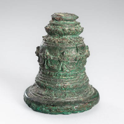 Lot 1374 - A SMALL BRONZE TEMPLE BELL, JAVA, 11TH-13TH CENTURY