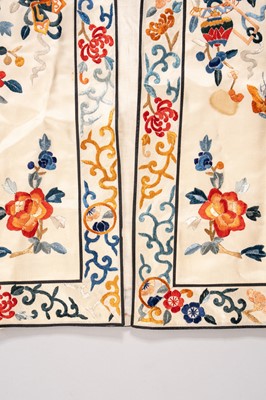 A LOT WITH SIX EMBROIDERED SATIN INFORMAL LADY’S ROBES, REPUBLIC PERIOD
