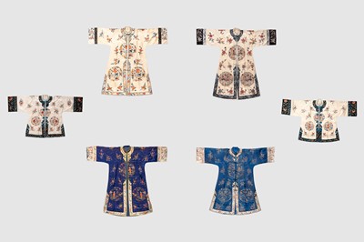 Lot 825 - A LOT WITH SIX EMBROIDERED SATIN INFORMAL LADY’S ROBES, REPUBLIC PERIOD