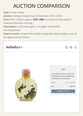 A FINE SILHOUETTE AGATE SNUFF BOTTLE WITH IMMORTAL, 19TH CENTURY