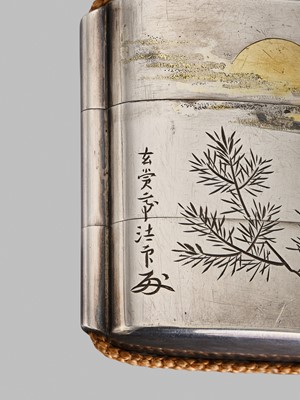 Lot 56 - A FINE SILVER TWO-CASE INRO WITH KANO SCHOOL PAINTINGS