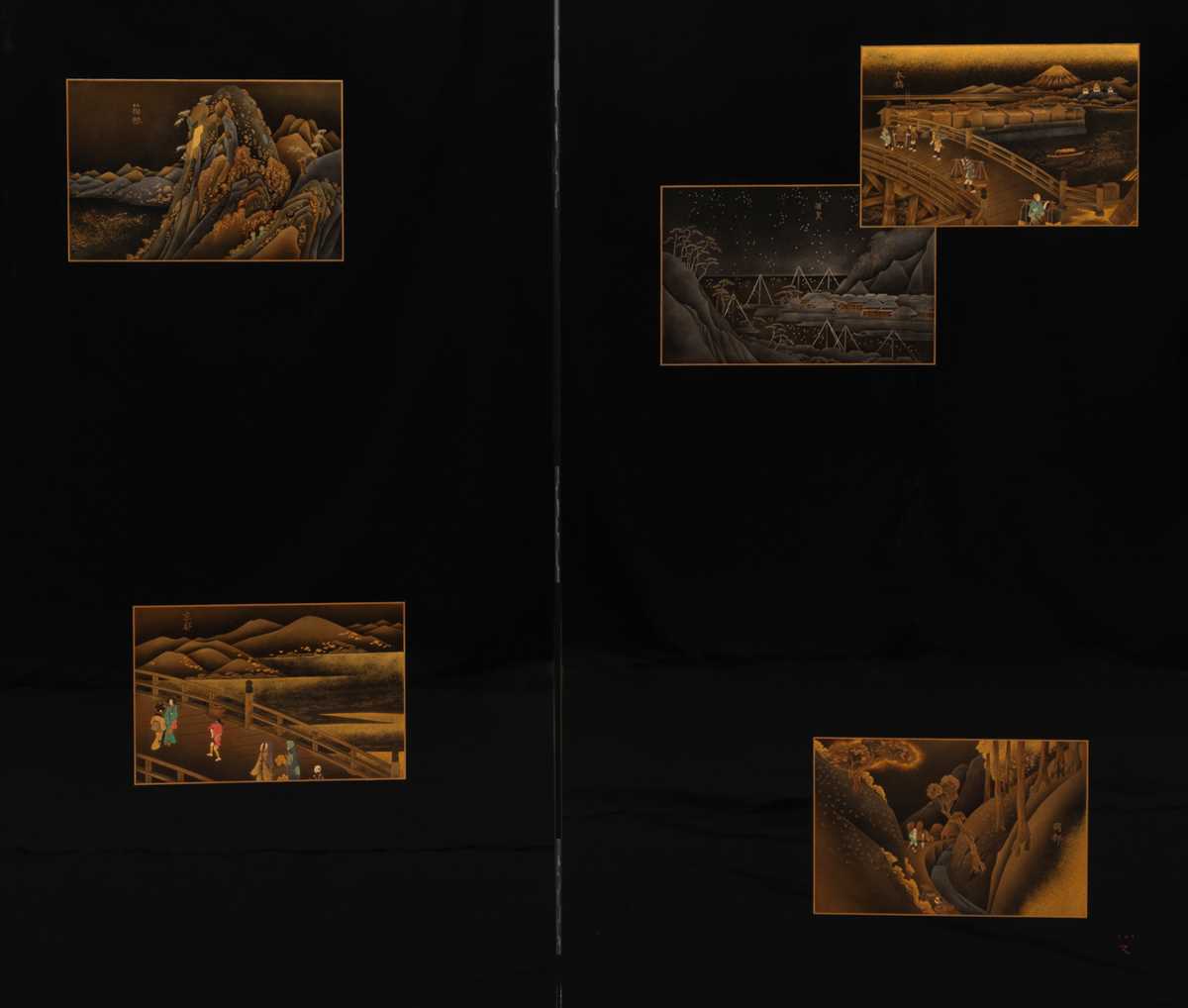 Lot 38 - MITSUO TAKANA: A FINE LACQUERED TWO-PANEL BYOBU (FOLDING SCREEN)