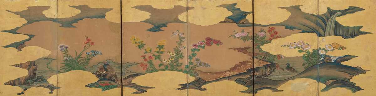 Lot 4 - A HINA-BYOBU (LOW FOLDING SCREEN) WITH AN IDYLLIC LANDSCAPE