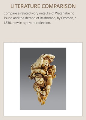 Lot 96 - A SUPERB IVORY NETSUKE OF TAIRA NO KOREMOCHI