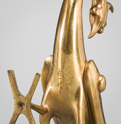 Lot 41 - KOME JIICHI: A GILT-BRONZE FIGURE OF A HO-O BIRD (PHOENIX)
