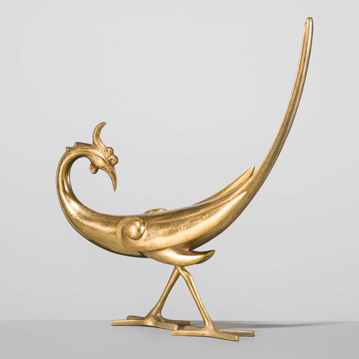 Lot 41 - KOME JIICHI: A GILT-BRONZE FIGURE OF A HO-O BIRD (PHOENIX)