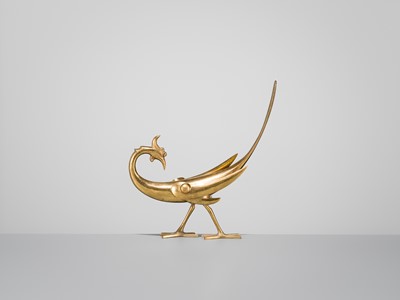 Lot 41 - KOME JIICHI: A GILT-BRONZE FIGURE OF A HO-O BIRD (PHOENIX)