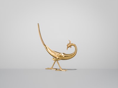 Lot 41 - KOME JIICHI: A GILT-BRONZE FIGURE OF A HO-O BIRD (PHOENIX)
