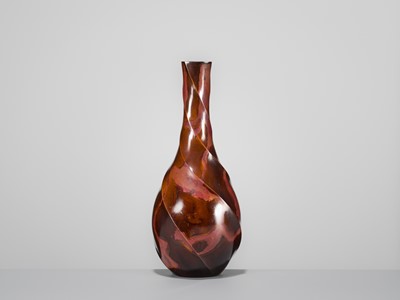 Lot 68 - YASHIMA BOSHU: A FINE PEAR-FORM BRONZE VASE