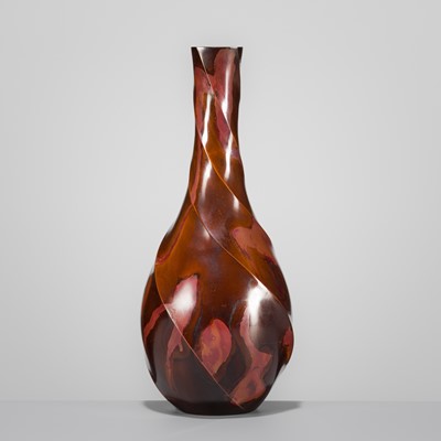 Lot 68 - YASHIMA BOSHU: A FINE PEAR-FORM BRONZE VASE