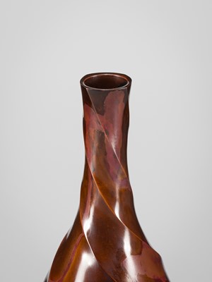 Lot 68 - YASHIMA BOSHU: A FINE PEAR-FORM BRONZE VASE