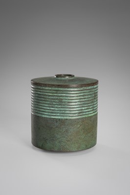 Lot 55 - SOICHI: A GREEN PATINATED BRONZE VASE