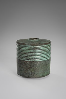 Lot 55 - SOICHI: A GREEN PATINATED BRONZE VASE