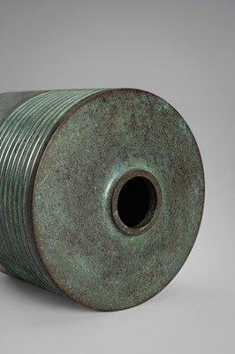 Lot 55 - SOICHI: A GREEN PATINATED BRONZE VASE