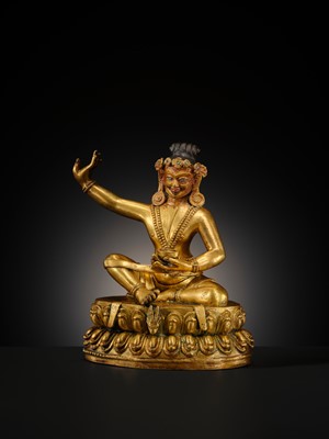 A GILT BRONZE FIGURE OF THE MAHASIDDHA VIRUPA, 18TH – 19TH CENTURY