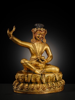 A GILT BRONZE FIGURE OF THE MAHASIDDHA VIRUPA, 18TH – 19TH CENTURY