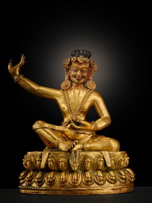 A GILT BRONZE FIGURE OF THE MAHASIDDHA VIRUPA, 18TH – 19TH CENTURY