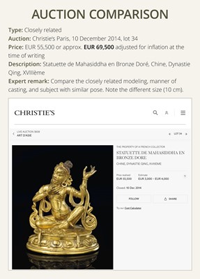 A GILT BRONZE FIGURE OF THE MAHASIDDHA VIRUPA, 18TH – 19TH CENTURY