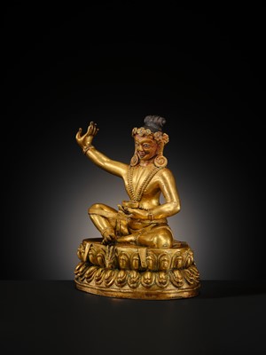 A GILT BRONZE FIGURE OF THE MAHASIDDHA VIRUPA, 18TH – 19TH CENTURY