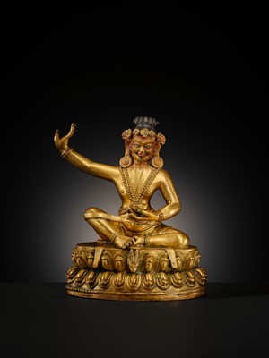 A GILT BRONZE FIGURE OF THE MAHASIDDHA VIRUPA, 18TH – 19TH CENTURY