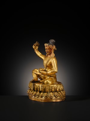 A GILT BRONZE FIGURE OF THE MAHASIDDHA VIRUPA, 18TH – 19TH CENTURY