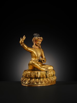 A GILT BRONZE FIGURE OF THE MAHASIDDHA VIRUPA, 18TH – 19TH CENTURY