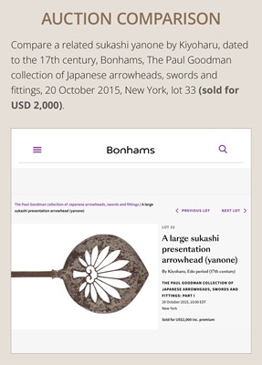 Lot 124 - AN IRON ‘WILLOW LEAF’ SUKASHI YANONE (PRESENTATION ARROWHEAD)