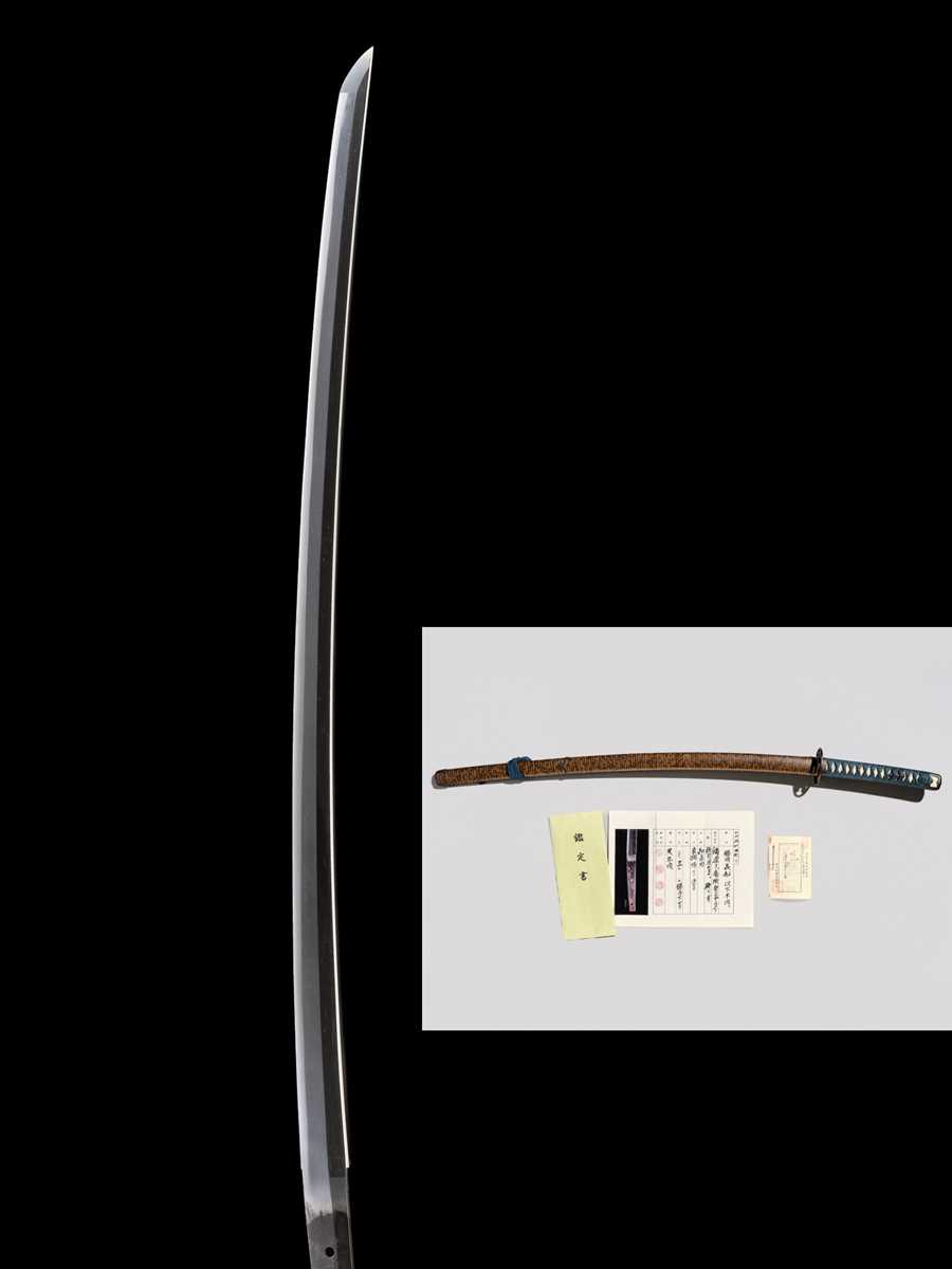 Lot 114 - A BIZEN KATANA IN KOSHIRAE WITH NTHK-NPO CERTIFICATE FOR THE BLADE, ATTRIBUTED TO OSAFUNE SUKESADA