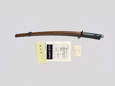 Lot 114 - A BIZEN KATANA IN KOSHIRAE WITH NTHK-NPO CERTIFICATE FOR THE BLADE, ATTRIBUTED TO OSAFUNE SUKESADA