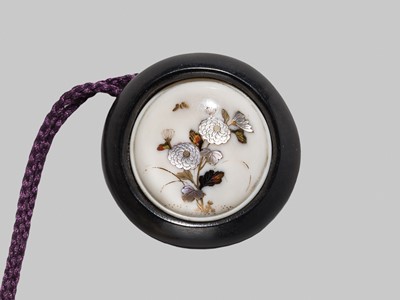 Lot 53 - IKKOSAI: A FINE FOUR-CASE POLYCHROME IVORY INRO DEPICTING TAWARA TODA AT THE DRAGON KING’S PALACE