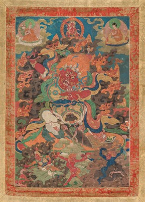 Lot 48 - AN IMPRESSIVE THANGKA OF BEGTSE CHEN, TIBET, 18TH-19TH CENTURY