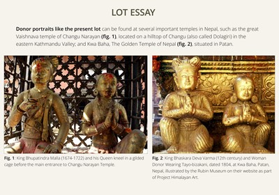 Lot 27 - AN IMPORTANT GILT COPPER ALLOY FIGURE OF A ROYAL DONOR, NEPAL, 17TH-18TH CENTURY