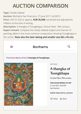 Lot 43 - AN IMPORTANT AND WELL-PRESERVED THANGKA OF TSONGKHAPA AND HIS LIFE STORY, TIBET, 18TH CENTURY