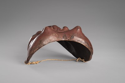 Lot 95 - A LACQUERED WOOD MASK OF AN ONI (DEMON)